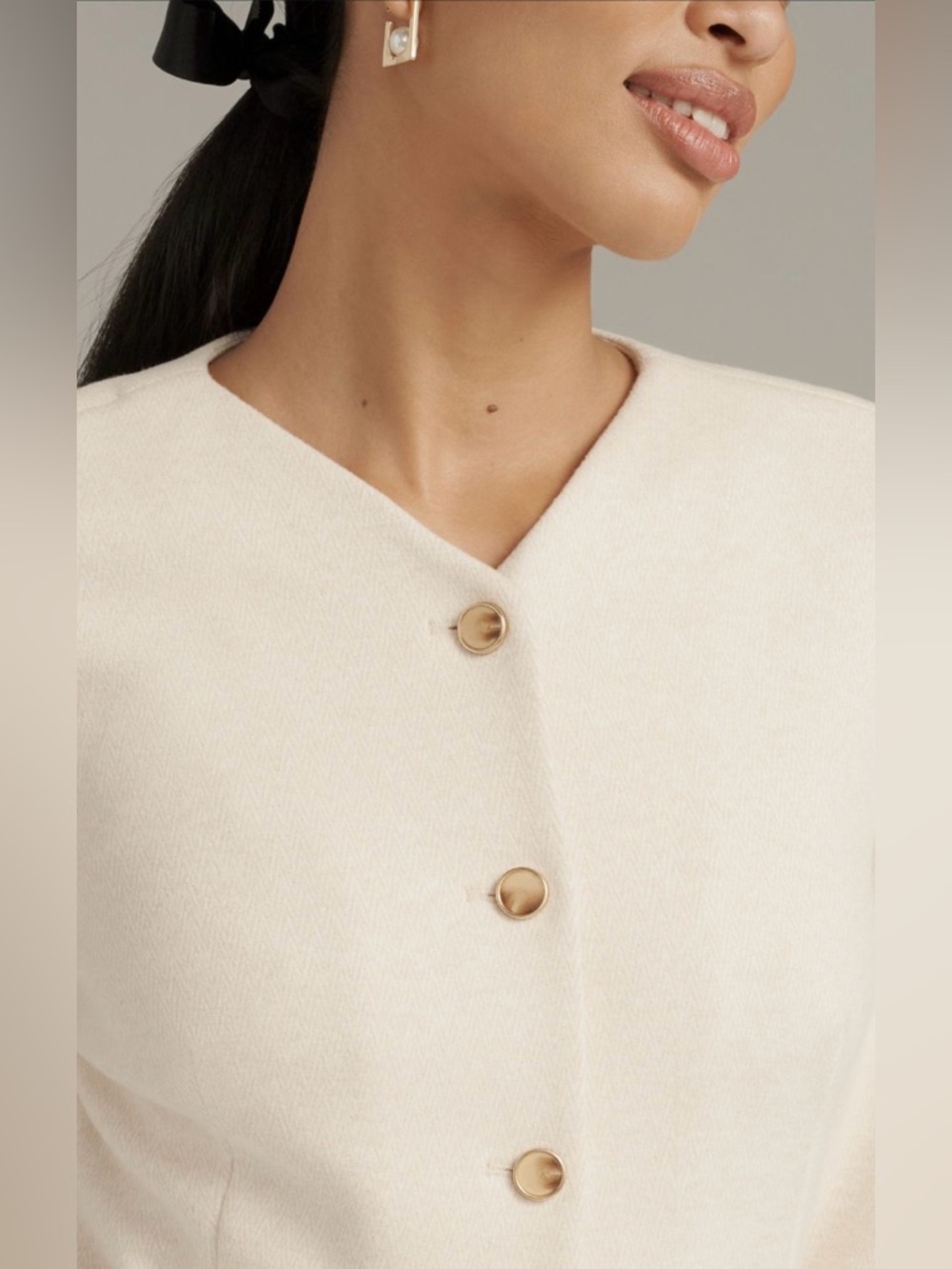 ✨ Anthropologie Collarless Knit Blazer Sz S - Picture 3 of 9